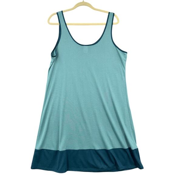 Natori Teal Two-Tone Scoop Neck Sleeveless Casual Nightgown Womens Extra Large - Picture 2 of 7
